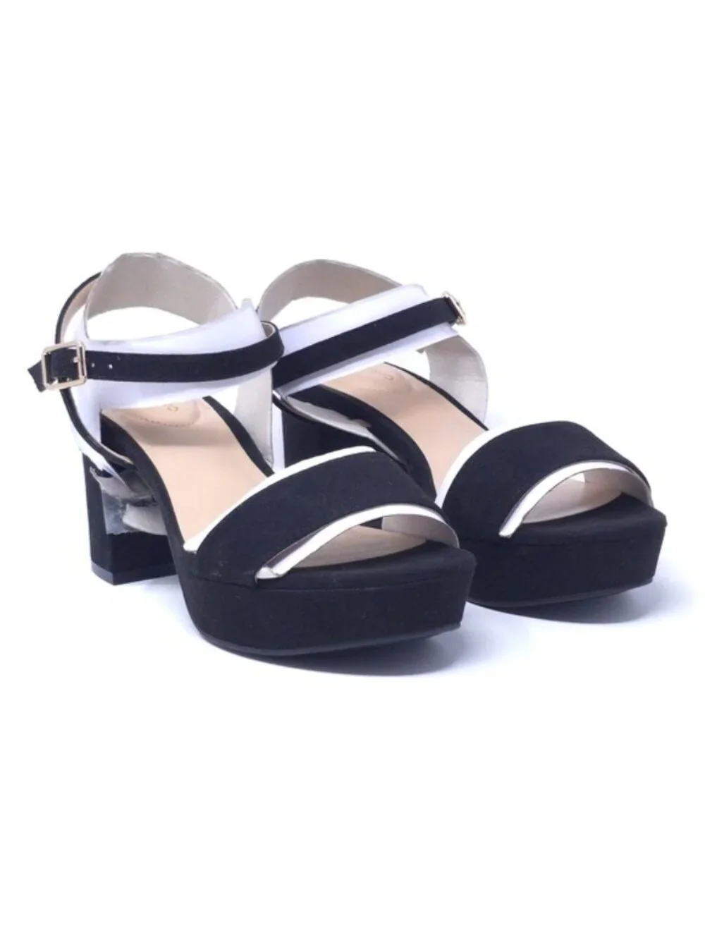 Bandolino Pennie 2 Genuine Suede Block Heel Ankle Strap Sandals Black 6M